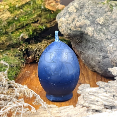 Свеча яйцо синяя Время горения около 8 ч. Горловая чакра, для выкатки негатива, очищение