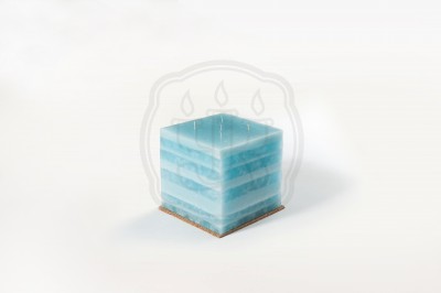 Свеча интерьерная куб Цитрус-Базилик Большая многофитильная 5 фитильная свеча залитая слоями.