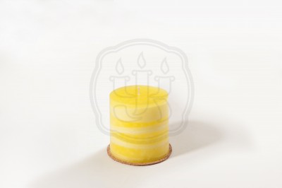 Свеча интерьерная цилиндр Лимон Малая монофитильная свеча залитая слоями.
